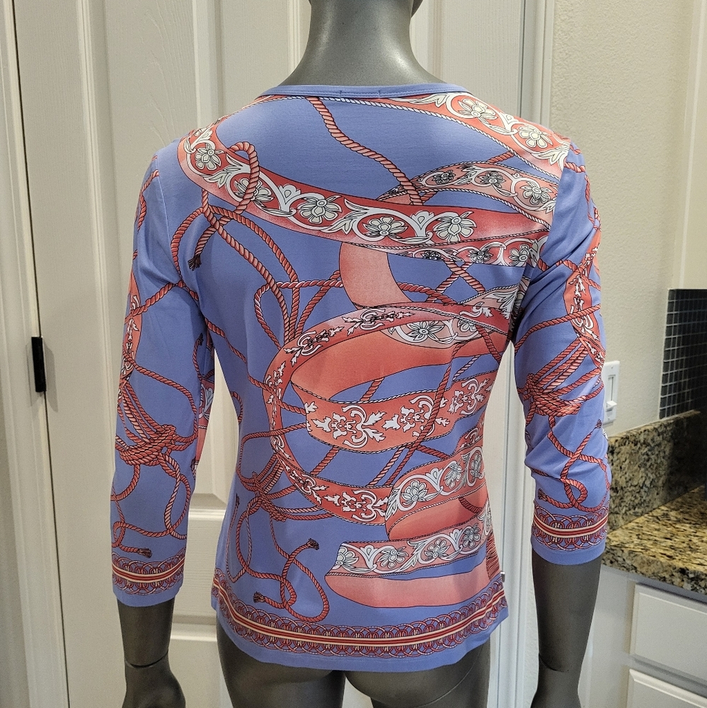 139B. J. McLaughlin Women's Top in Blue and Pink - Size Small - Picture 2 of 4